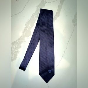 Men’s Versace Tie - Dark Blue with one Small Light blue Medusa head on front